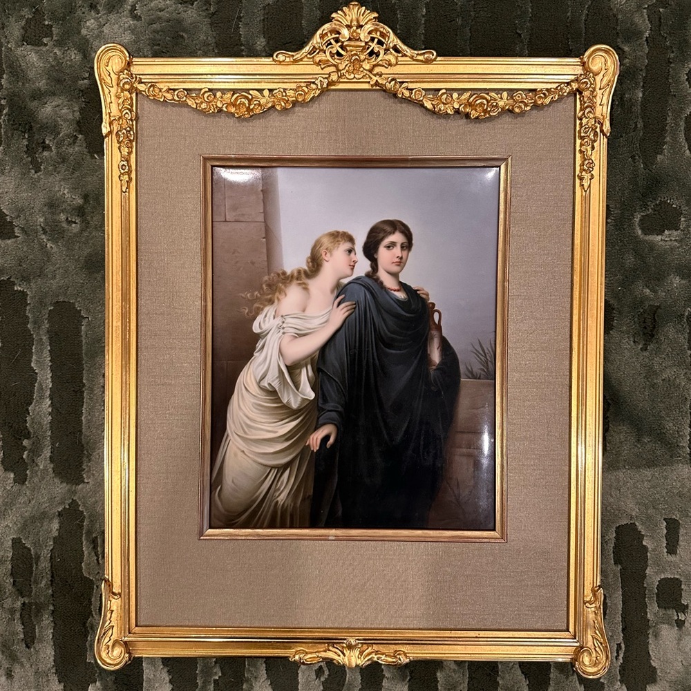 KPM Berlin Porcelain Picture Plaque 'Antigone and Ismene' Germany 1908 - Antique